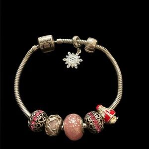 Persona sterling silver snake chain bracelet with 8 charms